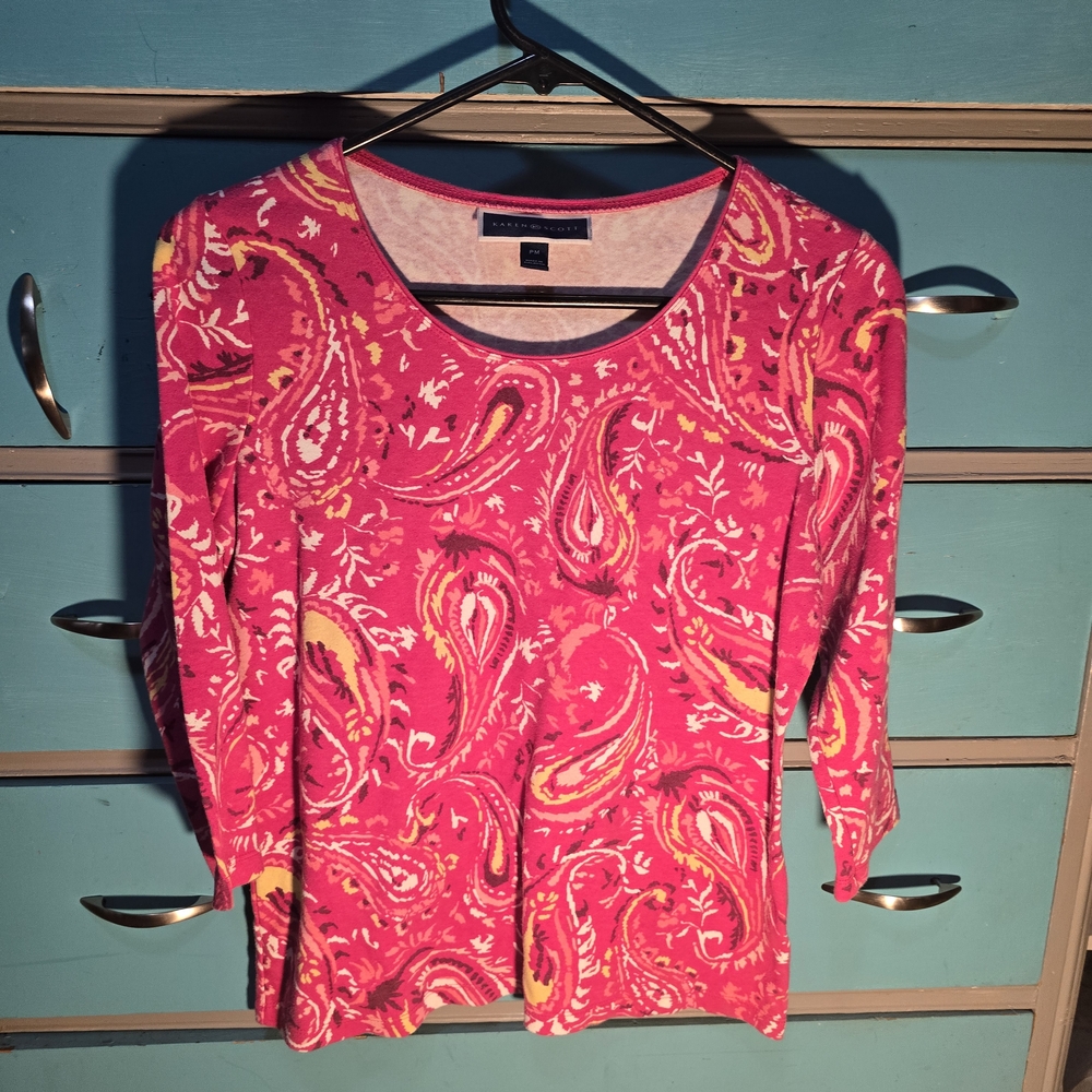 Karen Scott Pink Paisley Blouse